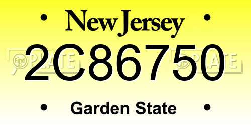 2C86750 New Jersey License Plate