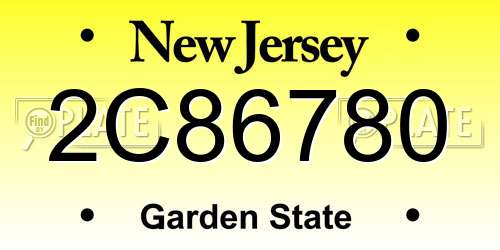 2C86780 New Jersey License Plate