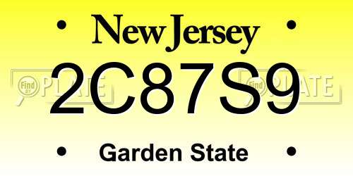 2C87S9 New Jersey License Plate