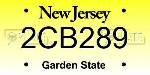 2CB289 New Jersey License Plate