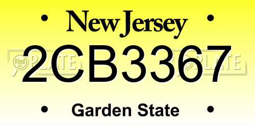 2CB3367 New Jersey License Plate