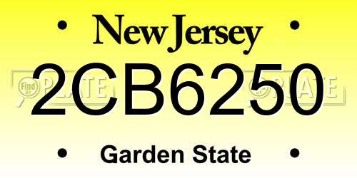 2CB6250 New Jersey License Plate