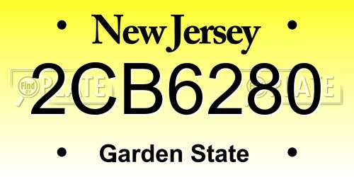 2CB6280 New Jersey License Plate