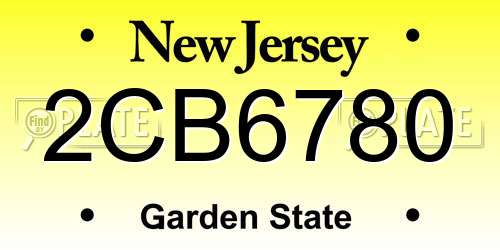2CB6780 New Jersey License Plate