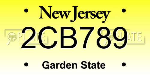 2CB789 New Jersey License Plate