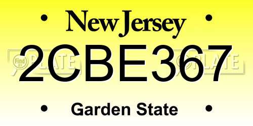 2CBE367 New Jersey License Plate