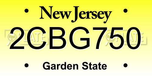 2CBG750 New Jersey License Plate