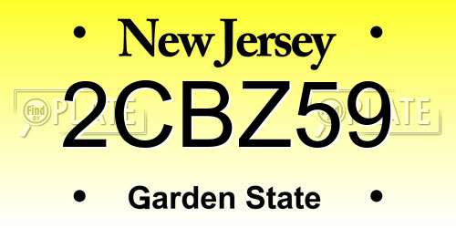 2CBZ59 New Jersey License Plate