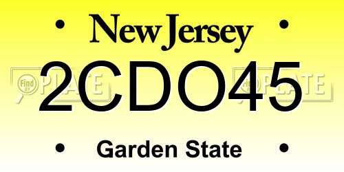 2CDO45 New Jersey License Plate