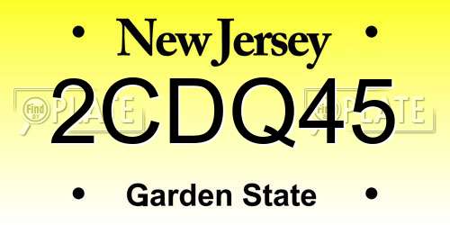 2CDQ45 New Jersey License Plate