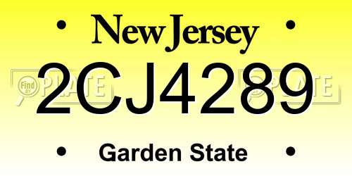 2CJ4289 New Jersey License Plate