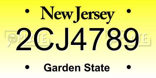 2CJ4789 New Jersey License Plate