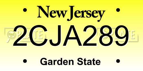 2CJA289 New Jersey License Plate