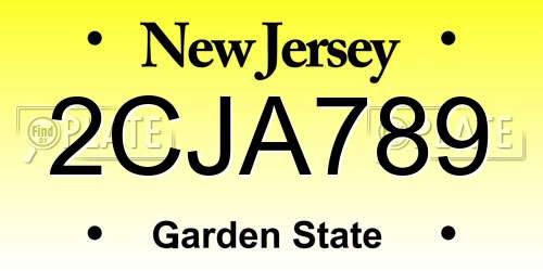 2CJA789 New Jersey License Plate