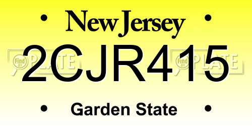 2CJR415 New Jersey License Plate