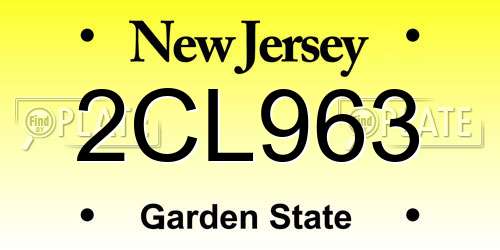 2CL963 New Jersey License Plate