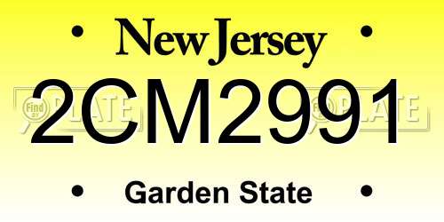 2CM2991 New Jersey License Plate