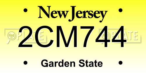 2CM744 New Jersey License Plate