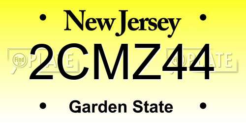 2CMZ44 New Jersey License Plate