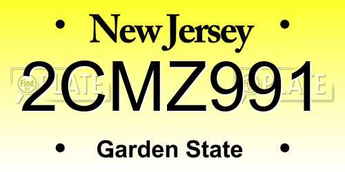 2CMZ991 New Jersey License Plate