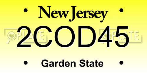 2COD45 New Jersey License Plate