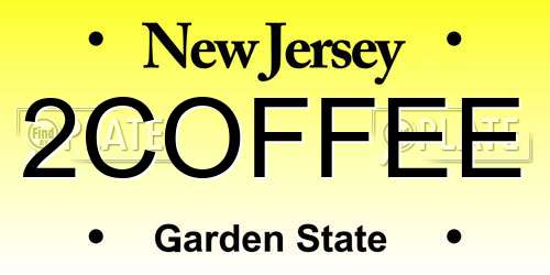 2COFFEE New Jersey License Plate