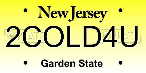2COLD4U New Jersey License Plate