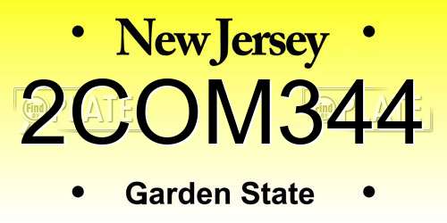 2COM344 New Jersey License Plate