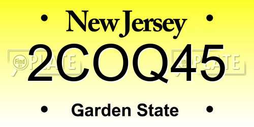 2COQ45 New Jersey License Plate