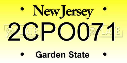 2CPO071 New Jersey License Plate