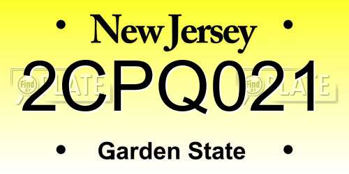 2CPQ021 New Jersey License Plate