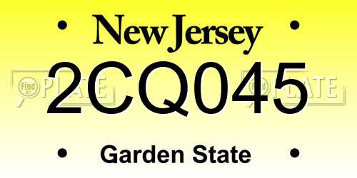 2CQ045 New Jersey License Plate