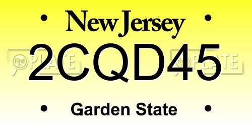 2CQD45 New Jersey License Plate