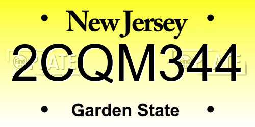 2CQM344 New Jersey License Plate