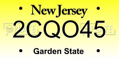 2CQO45 New Jersey License Plate