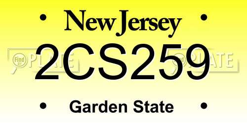 2CS259 New Jersey License Plate