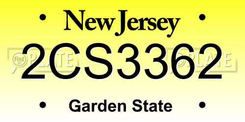 2CS3362 New Jersey License Plate