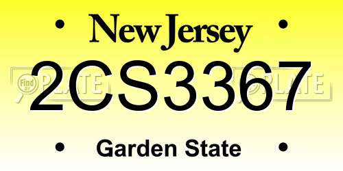 2CS3367 New Jersey License Plate