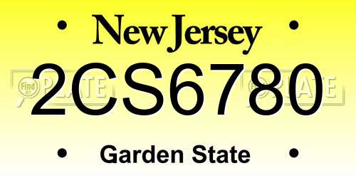 2CS6780 New Jersey License Plate