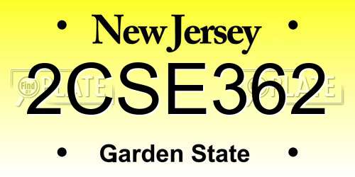 2CSE362 New Jersey License Plate