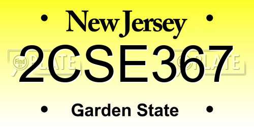 2CSE367 New Jersey License Plate