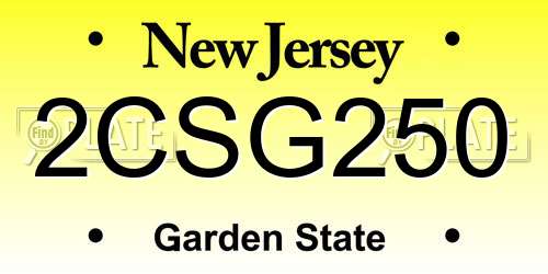 2CSG250 New Jersey License Plate