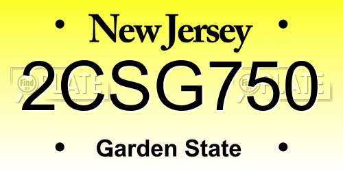 2CSG750 New Jersey License Plate
