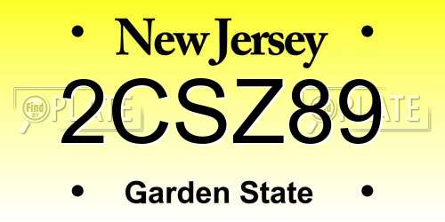 2CSZ89 New Jersey License Plate