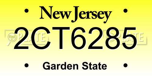 2CT6285 New Jersey License Plate