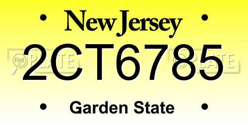 2CT6785 New Jersey License Plate