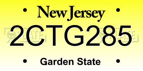 2CTG285 New Jersey License Plate