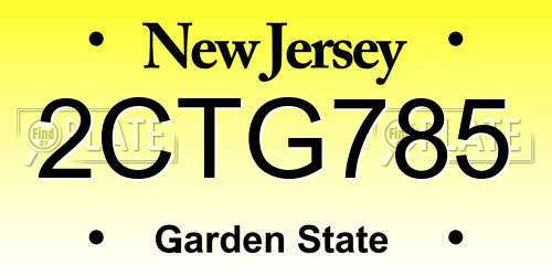 2CTG785 New Jersey License Plate