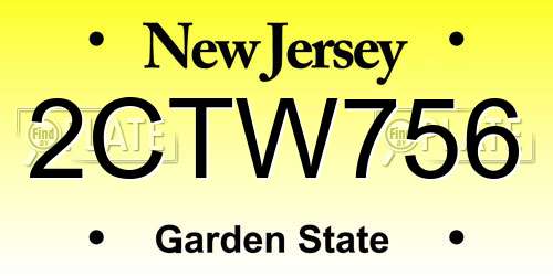 2CTW756 New Jersey License Plate