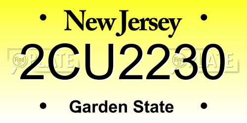 2CU2230 New Jersey License Plate